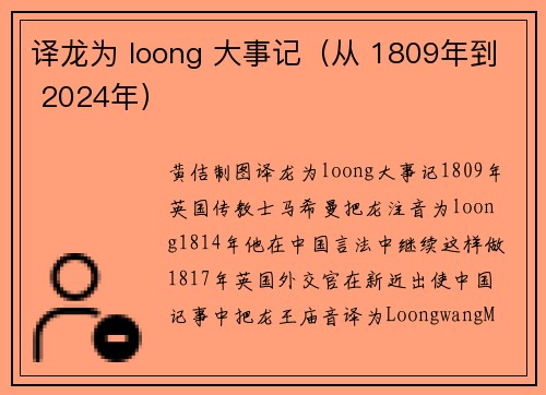 译龙为 loong 大事记（从 1809年到 2024年）